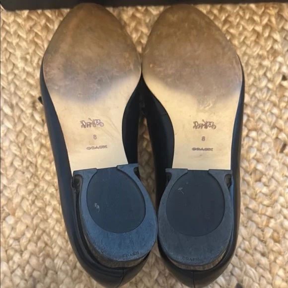 Coach Isabel Black Leather Loafers with Silver Hardware - Picture 7 of 8